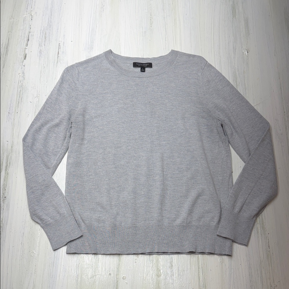 Banana Republic Heather Gray Silk/Cashmere Crewneck Sweater Sz L
